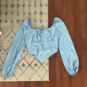 Just Polly Satin Long Sleeve Top